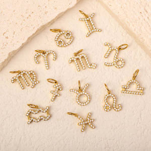 Ciondoli Zodiacali dei 12 Segni in Acciaio Inox Placcato Oro 18K con Zirconia per Creazione di Gioielli da Donna - Product Image 4