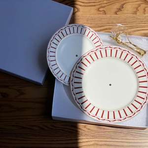 Holiday Gifts Two Tier <b>Cake</b> <b>Stand</b> Ceramic Serving Tray With Gold Handle Gifts <b>Set</b> for Afternoon Tea and Party - Product Image 2