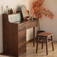 Table de toilette moderne en bois massif avec miroir de maquillage extensible, écologique