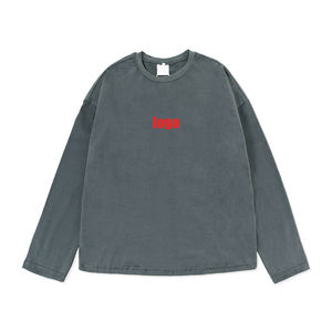 T-shirt vintage à manches longues grande taille de haute qualité pour homme Vêtements hip hop en coton uni avec logo personnalisé 100% coton à motif uni - Product Image 1