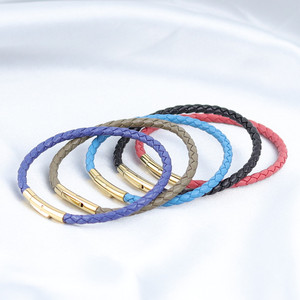 <span class=keywords><strong>OYA</strong></span> Design semplice pelle di pecora in vera pelle e acciaio inossidabile fibbia in pelle bracciale di corda per gli uomini delle donne - Product Image 6