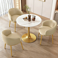 Table et chaises de salle à manger en ardoise de style industriel, table à café rapide, pieds en métal, pour hôtel et salon