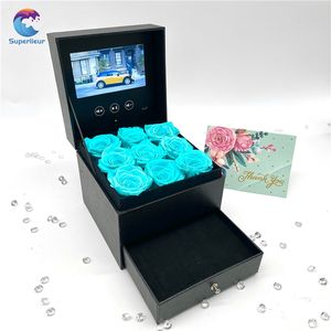 Superlieur 133*133*122mm Écran LCD numérique 4,3 pouces Boîte de brochure vidéo Emballage cadeau avec tiroir rose bleu rouge - Product Image 3