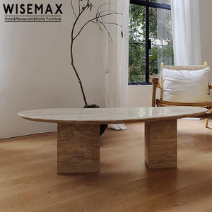 Meubles WISEMAX Table centrale de salon vintage Table basse italienne moderne en <span class=keywords><strong>travertin</strong></span> <span class=keywords><strong>beige</strong></span> pour la maison Hall d'hôtel - Product Image 2