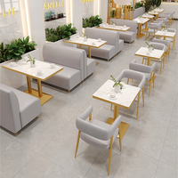 Ensemble de mobilier de restaurant moderne et écologique en gros : canapé, table et chaises en métal pour café et restauration rapide