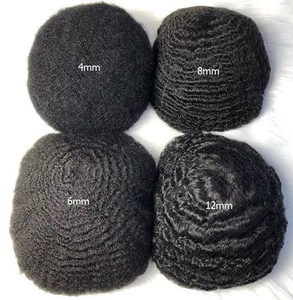 Peluca Negra Africana <span class=keywords><strong>para</strong></span> Hombre, Postizo Masculino Atractivo, Cabello Humano Virgen 100% Real, Base de PU, Afro Rizado, <span class=keywords><strong>para</strong></span> Uso Diario y Fiestas - Product Image 2