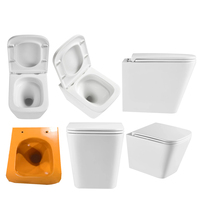 WC suspendu carré monobloc avec système Vortex, couleur mate, avec siphon en P, certifié CE, ISO