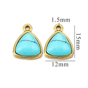 Charme en pierre semi-précieuse naturelle en forme de triangle |   Cadre en acier inoxydable plaqué or 18 carats PVD |   Pendentifs de Couleurs Assorties pour la Fabrication de Bijoux DIY - Product Image 5