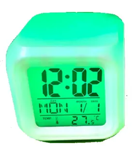 3D立体小闹钟创意发光二极管夜灯电子钟带温度卧室环境光带