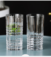 Verre Highball Européen à Base Lourde, Transparent, Sans Plomb, avec Grille Gaufrée