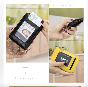 Andong - Tarjetero de Cuero Vacuno Genuino con Múltiples Posiciones, Bloqueo RFID, Cartera para Hombre y Mujer, Monedero con Llavero, Bolsillo para Mujer - Product Image 6