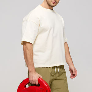 Мужские укороченные футболки оверсайз из 100% хлопка 260 г, спортивные, с цифровой и трафаретной печатью для фитнеса и тренажерного зала - Product Image 6