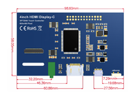 Écran LCD HDMI IPS à angle complet de 4 pouces, écran tactile haute définition compatible avec Raspberry Pi