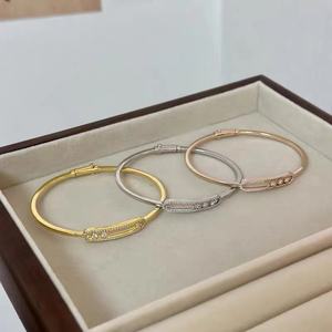 Hot Sales High-End 925 Sterling <b>Silver</b> Gold Plated <b>Cuff</b> <b>Bracelet</b> Sliding Brilliant Cut Zircon Cute Romantic Fashion Jewelry - Product Image 3