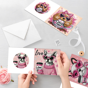 DIY Diamant Peinture Cartes De Voeux Animaux Beaux Chiens 6pcs Diamant Art Voeux Cartes-Cadeaux pour Adultes Enfants - Product Image 1