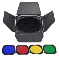 Studio Flash Cob Light Barndoor Barndoors Bowen Barn Door Fotografi 7 inci 7" 18cm Set Filter