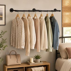 Wall Mounted Iron Clothing Rack Rectangle Shape For Bathroom Wardrobe Towel And <b>Clothes</b> <b>Storage</b> Organizer 1 Set - Product Image 3