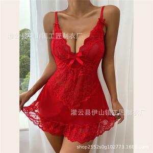 Lencería Transparente Sexy y Popular, Talla Grande, Conjunto de Pijama de Encaje y Malla, Estilo Seductor - Product Image 2