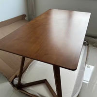 Table à manger rectangulaire en bois massif couleur noyer, style design moderne, pour restaurant scolaire, avec combinaison de chaises