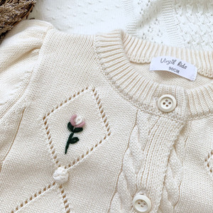 Winter Kinder Baby Mädchen Herbst Winter Puff Ärmel Stickerei gestrickt Outwear Mantel Kleinkind Mädchen Kinder Mädchen Strickjacke Pullover - Product Image 6