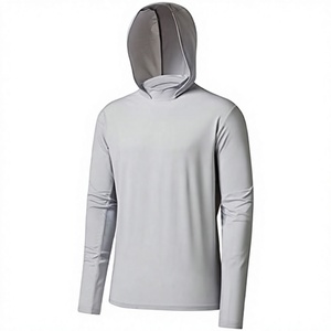 บาสแดช UPF 50 เสื้อยืดตกปลาไนลอน/แคชเมียร์ แรชการ์ดมีฮู้ดป้องกันรังสียูวีสำหรับผู้ชาย - Product Image 4