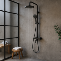 Ensemble de douche mural en laiton avec barre coulissante, jet pluie doux, douchette haute pression, finition polie, garantie 5 ans pour hôtels