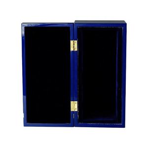 Caja de Vino Cilíndrica Hecha a Mano de Primera Calidad DS, Lacada en Azul Brillante, Madera Natural MDF, para Whisky, Vodka, Tequila, Café, Té, Chocolate - Product Image 2