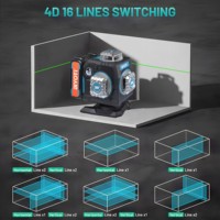 Niveau laser numérique industriel BYT-4H 4D à 16 lignes, faisceau vert, auto-nivelant, rotation à 360 degrés, précision 1 mm/10 m, portée 50 m