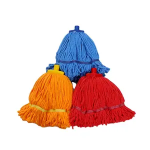 Katoen Mops Met Plastic Hoofd Gerecycled Polyester Touw Voor Mop Cleaning Spin Emmer Spray Spin Magic Platte Mop Stok Bezems en M