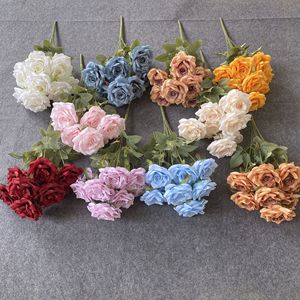 Artificial Rose Bouquet 9 Heads <b>Silk</b> <b>Flower</b> High Simulation Wedding Decoration Home Decor - Product Image 1