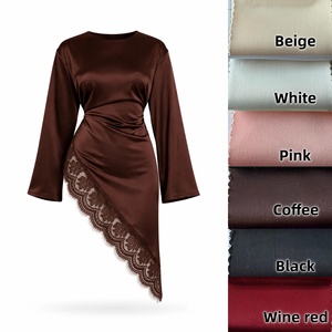 Abbigliamento Islamico 2026 Loriya Abaya Modesto Starlight Asimmetrico in Pizzo e Raso, Abiti da Donna di Dubai, <span class=keywords><strong>Vestito</strong></span> Lungo Modesto con Top in Pizzo - Product Image 6