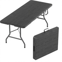 Table pliante moderne de 6 pieds avec poignée intégrée et pieds en acier |   Meubles d'extérieur portables robustes pour 6 personnes, pour fêtes et mariages