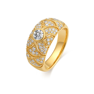 Кольцо женское Queensun, позолота 18К, винтажное, с белым золотом, с бусинным краем, основной камень 20 карат, лабораторный бриллиант DE VS, 10G, модное ювелирное изделие - Product Image 5