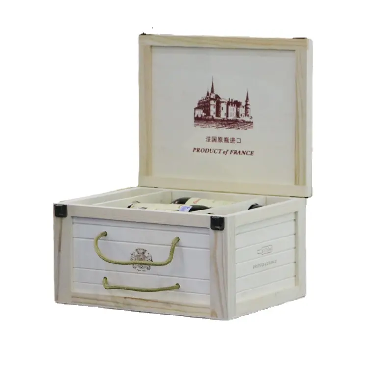 Wood Wine Box Wooden Wine Bottle Gift Box Trunk Crate And Case Wooden Boxes With Hinged Lid