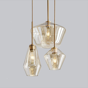 Nordic Modern Minimalist Electroplated Champagne Gold Glass Chandelier Creative <b>Bar</b> Counter for Coffee Shop Living Pendant <b>Light</b> - Product Image 3