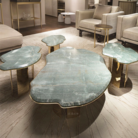 Meubles d'hôtel 5 étoiles haut de gamme, table basse moderne de luxe en pierre écologique, ensemble de table basse design pour villa, table irrégulière unique