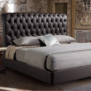 Bonne qualité dernière conception tufté royal king size en cuir noir lit tapissé par tissu - Product Image 1
