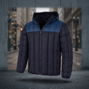 Plus Size Men's Casual Autumn Embroidered Puffer Jacket Full Zip Soft Polyester Fabric Thick Outdoor Hooded Puffer Coat - Product Image 2