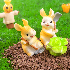 Resin Mini Rabbit Cabbage Figurine <b>Miniatures</b> for Farm Landscape Decorations Tiny Animal Bunny Charm Ornaments DIY Accessories - Product Image 4