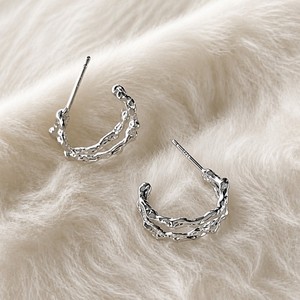 Ear enlace oem odm Wholesale Silver Plated Multi Layer <b>Chain</b> C Shape <b>Stud</b> <b>Earrings</b> Hollow Textured Metal Women <b>Earrings</b> - Product Image 3