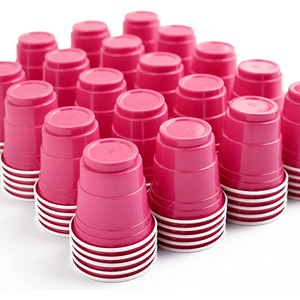 2oz Pink Party Cup bicchiere di plastica usa e getta Poly Bag OEM RED Plastic Shot Glasses bicchieri di plastica con Logo Logo personalizzato stampato