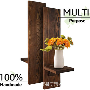 Home living room <b>wall</b>-mounted decorative <b>shelf</b> set, two-piece <b>wall</b>-mounted storage rack, cross-border <b>wall</b> <b>floating</b> wooden - Product Image 2