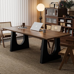 Solid Wood Dining <b>Table</b> Rectangle Walnut Color Multipurpose Living Room <b>Work</b> Desk - Product Image 4
