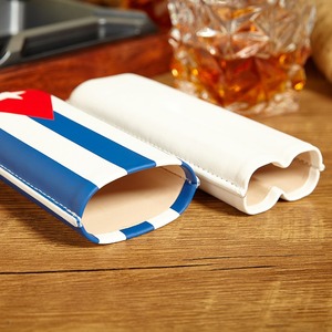 <span class=keywords><strong>Precio</strong></span> de fábrica, caja de cigarros con bandera cubana portátil, soporte para Humidor de viaje, Funda de cuero para cigarros de 2 tubos - Product Image 3