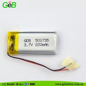GEB <span class=keywords><strong>3</strong></span>,7 V 501735/220 mAh lithium polymer rechargeable LiPo battery for Wireless Mouse - Product Image 3