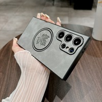 Casing ponsel kulit Retro bisnis Samsung, casing ponsel tahan guncangan magnetik daun Maple untuk Samsung S24 Ultra S23 S22 S21