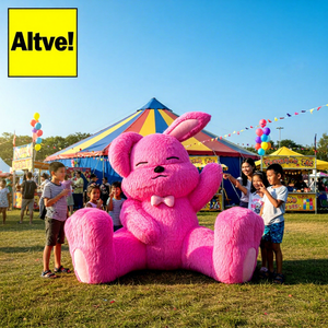 Décorations gonflables pour événements promotionnels en intérieur et en extérieur, lapin en peluche gonflable géant, lapin en fourrure publicitaire pour les activités - Product Image 1