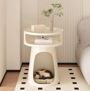 Sofá Cama para Gatos de Diseño Compartido Entre Humanos y Mascotas, Ecológico, Estilo Crema, Mesa Auxiliar Multifuncional, Salón para Mascotas para Razas Pequeñas - Product Image 1