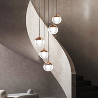 Éclairage nordique gros lustres moderne acrylique boule hôtel escaliers suspendus suspension lumière LED 220V Suspension 80 270 30 pièces