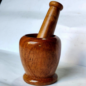 Ensemble mortier et pilon en bois naturel, fait main, écologique et durable, pour herbes, épices, ail, gingembre et assaisonnements - Product Image 1